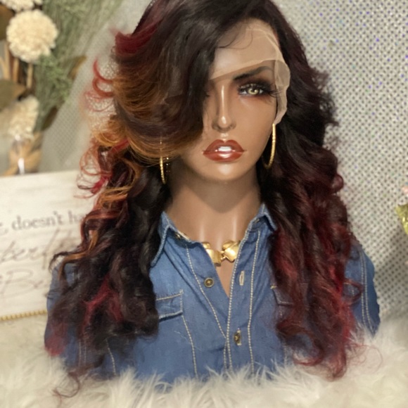 🔥SOLD-OUT New 24”Fire Sunset💯Brazilian Human Hair 13X6 HD Transparent Wig🔥 - Picture 6 of 16